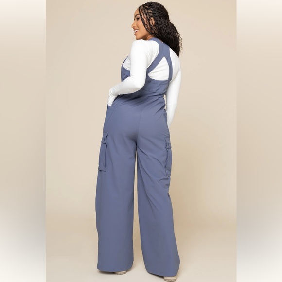 POPFLEX Periwinkle Sleeveless Jumpsuit Petite NWT - Picture 9 of 11